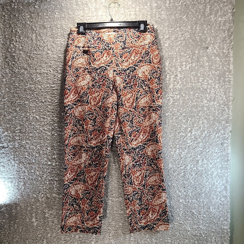 Peck & Peck Women Pull On Capri Pants Paisley Size 4‎ Beach Vacation Casual